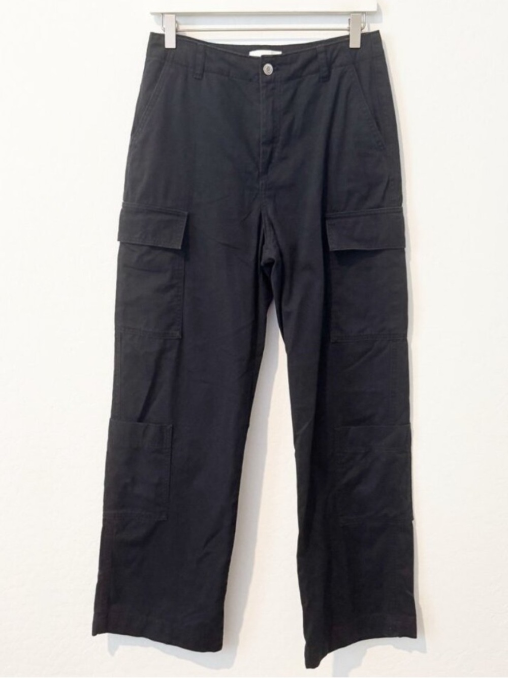 HM Cargo Pants Size 6 Faded‎ Black High Rise Wide Leg Baggy Alternative Grunge
